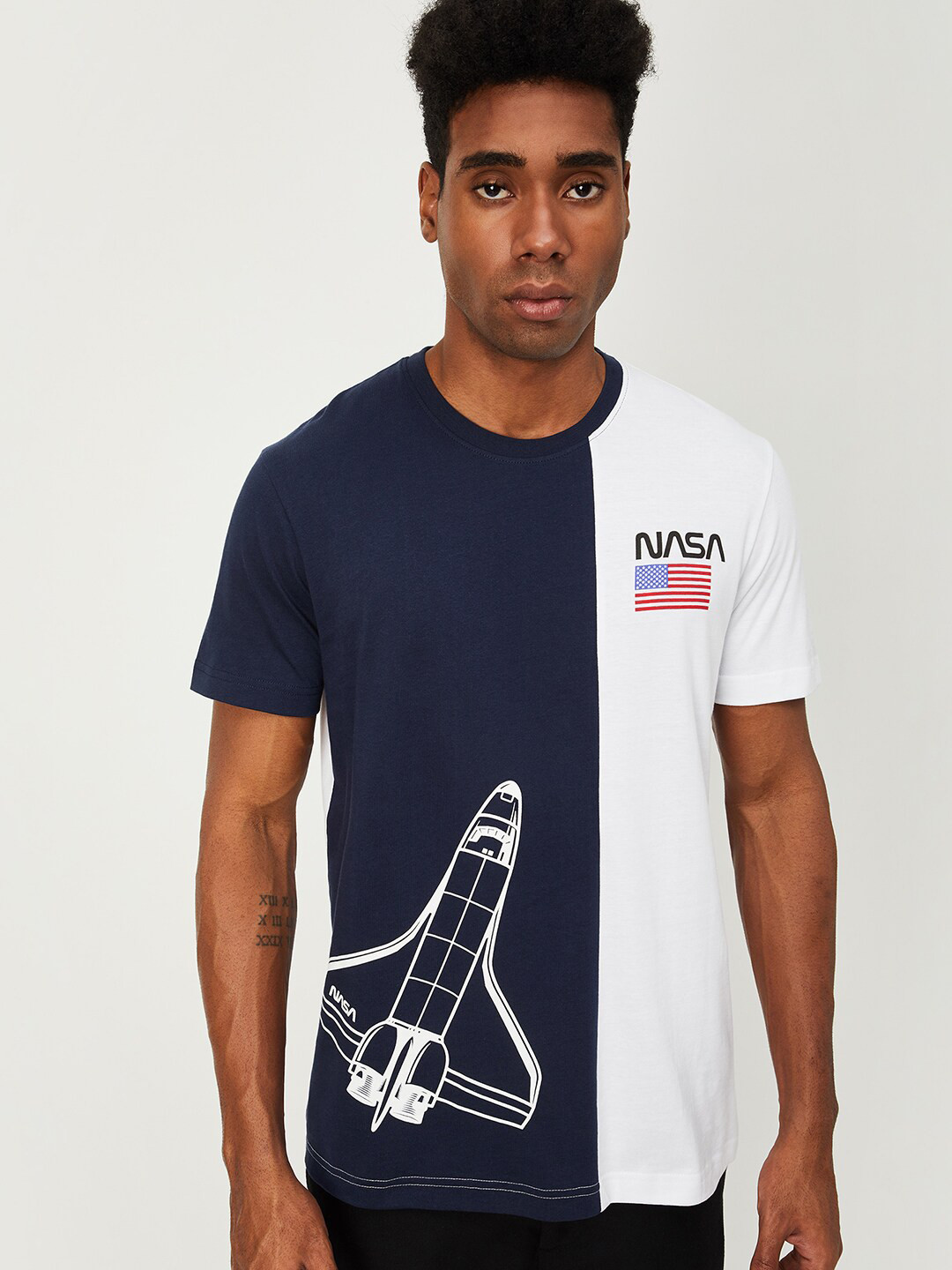 

max Printed Cotton T-shirt, Blue