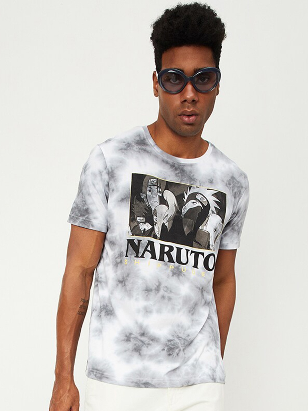 

max Abstract Printed Cotton T-shirt, Black