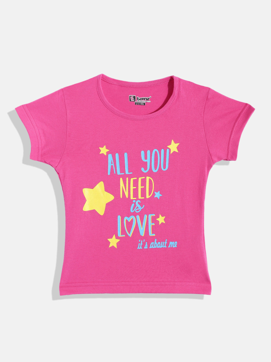 

Eteenz Girls Typography & Graphic Printed Premium Cotton T-shirt, Pink