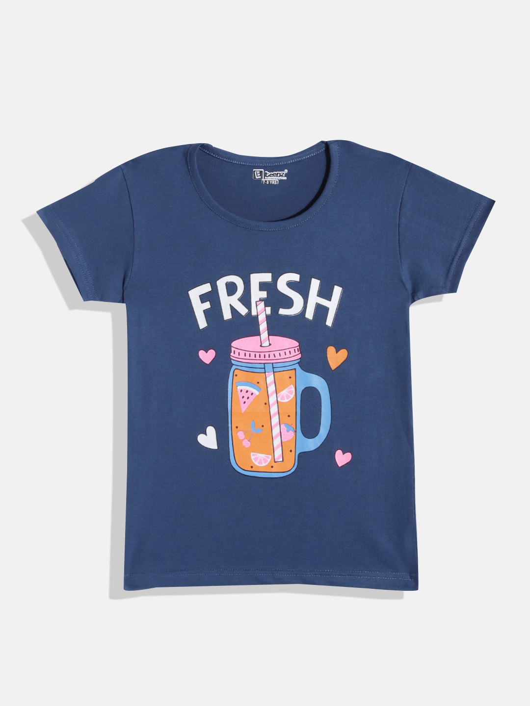 

Eteenz Girls Premium Cotton Graphic Printed T-shirt, Blue