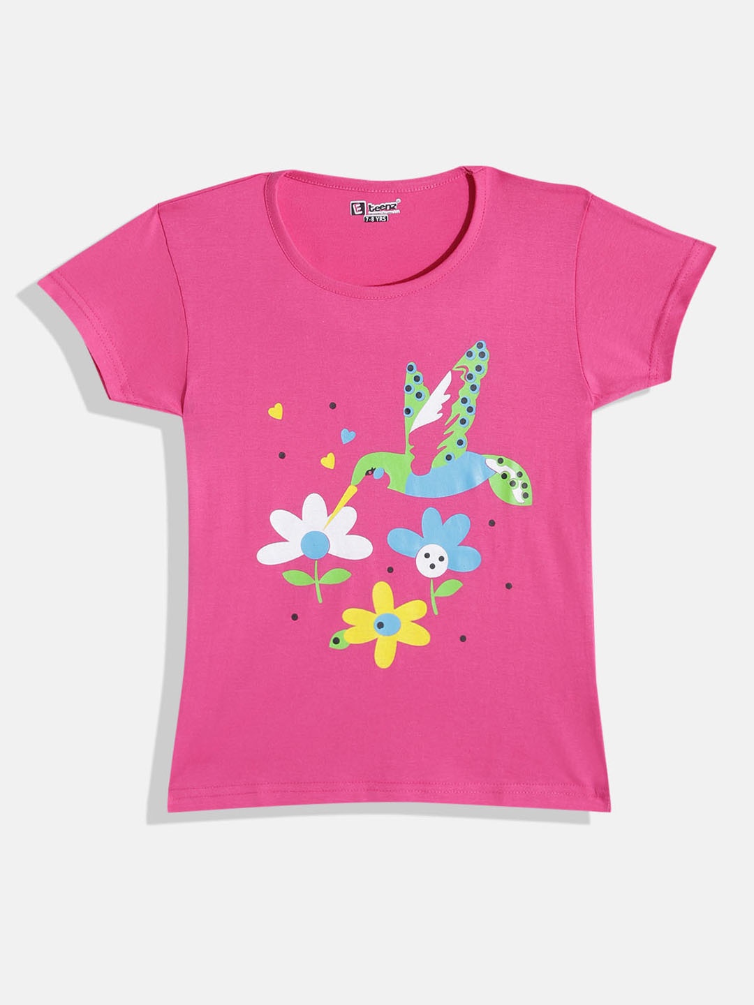 

Eteenz Girls Premium Cotton Graphic Printed T-shirt, Pink