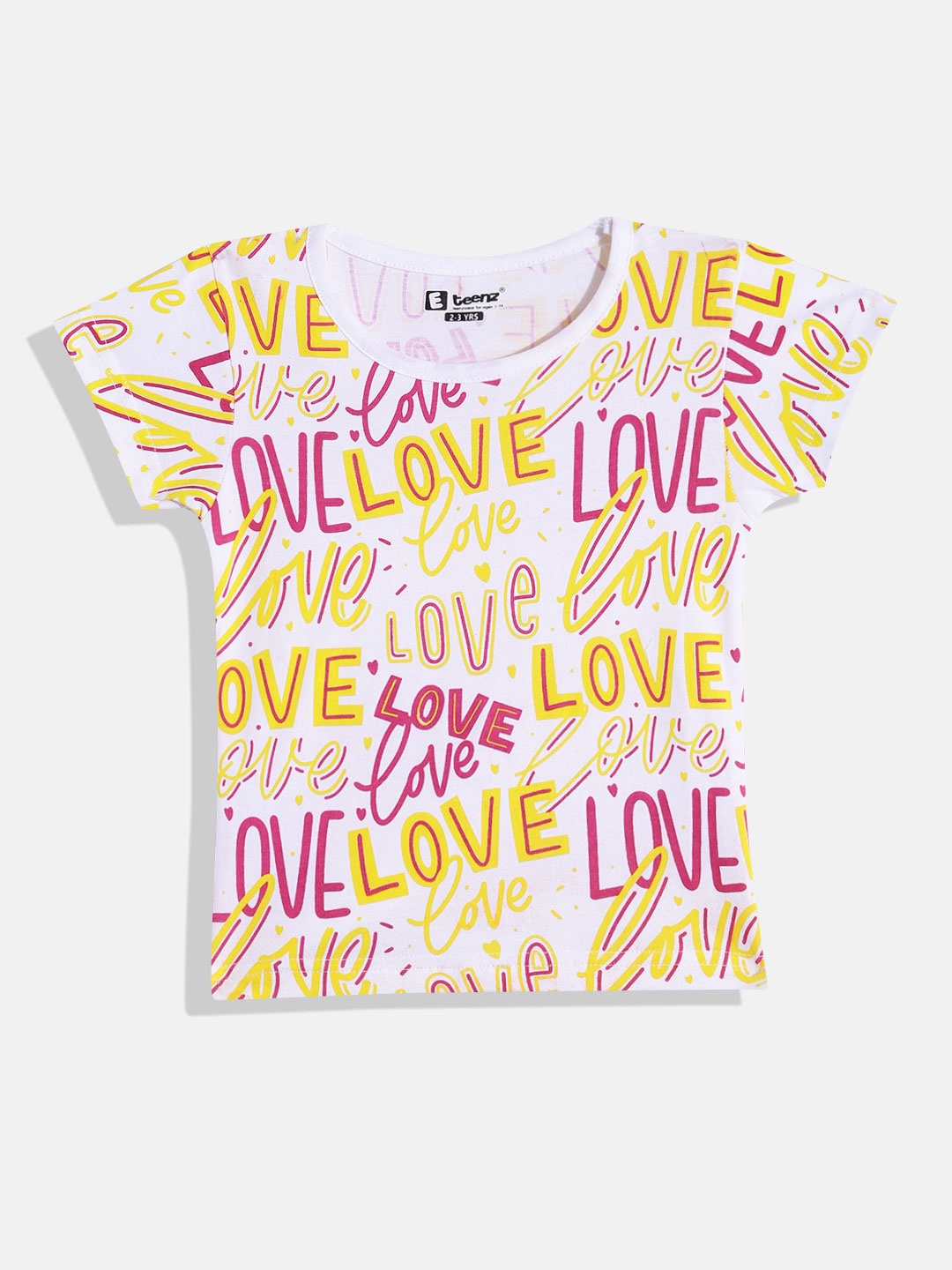 

Eteenz Girls Premium Cotton Typography Printed T-shirt, White