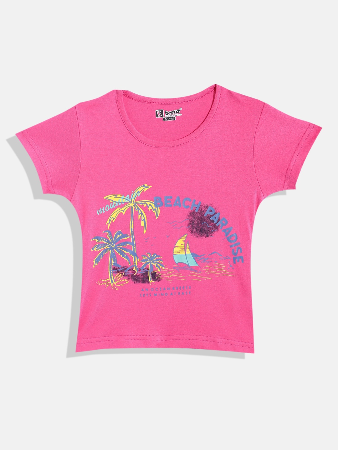

Eteenz Girls Typography & Graphic Printed Premium Cotton T-shirt, Pink