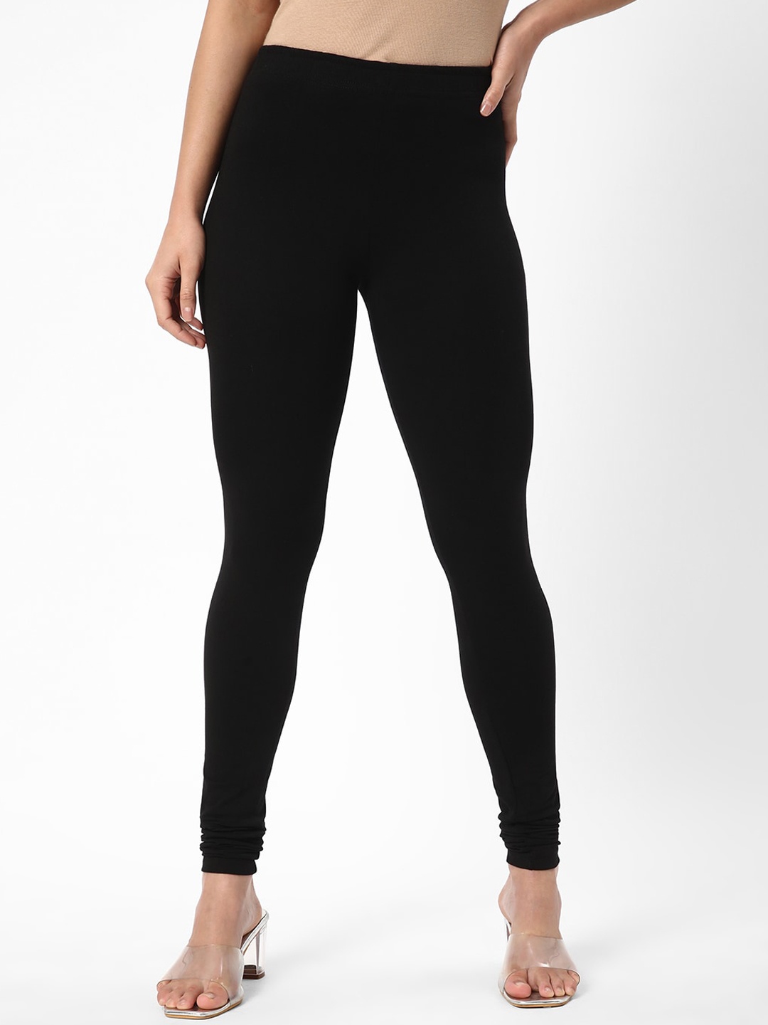 

R&B Churidar-Length Cotton Leggings, Black