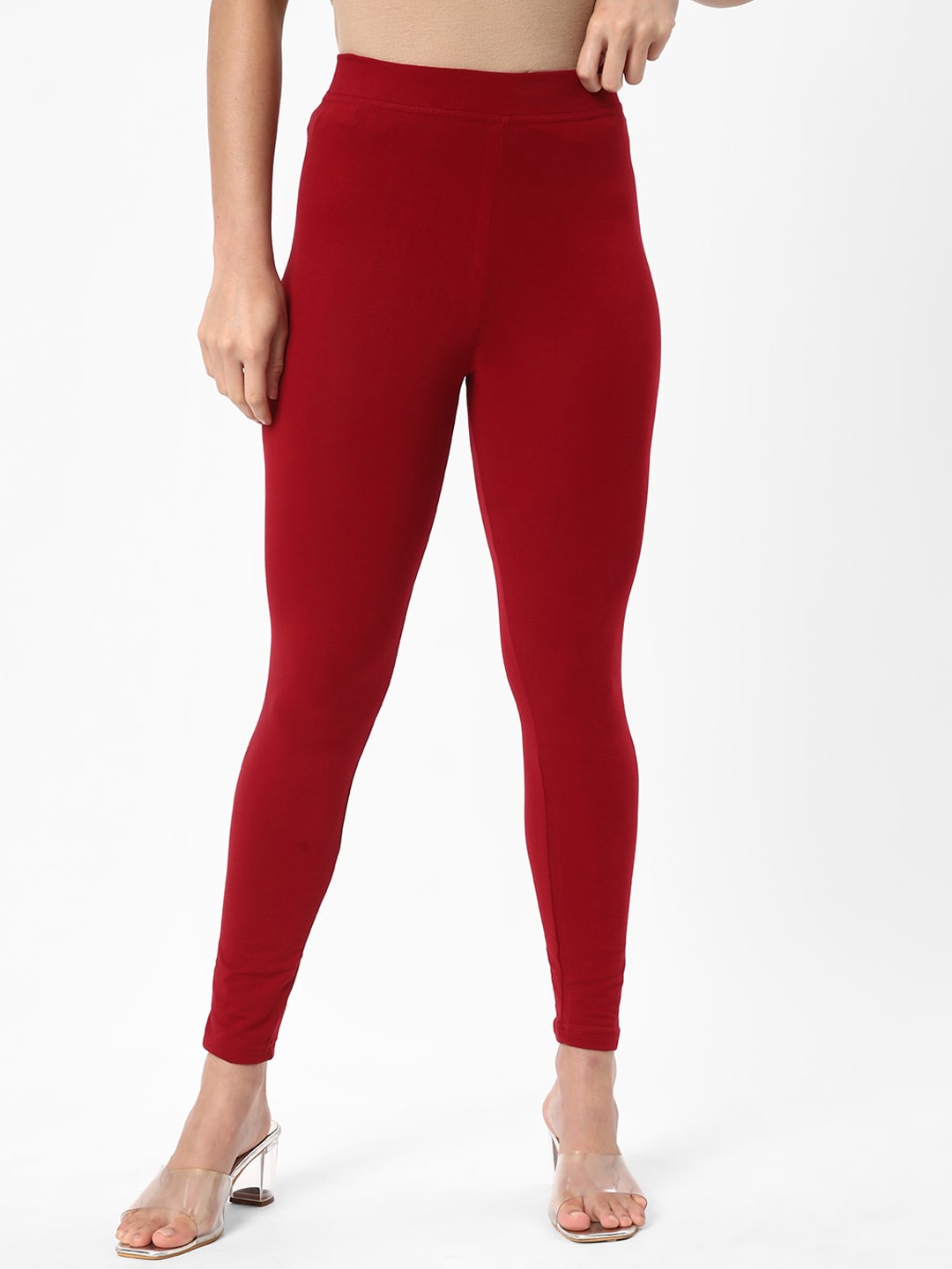 

R&B Cotton Ankle Length Leggings, Red