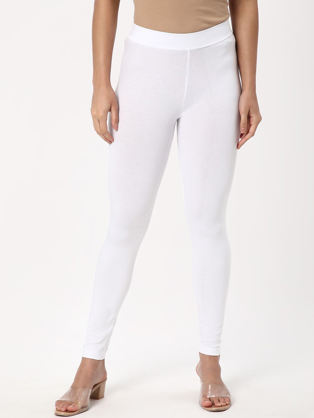 

R&B Ankle Length Cotton Leggings, White