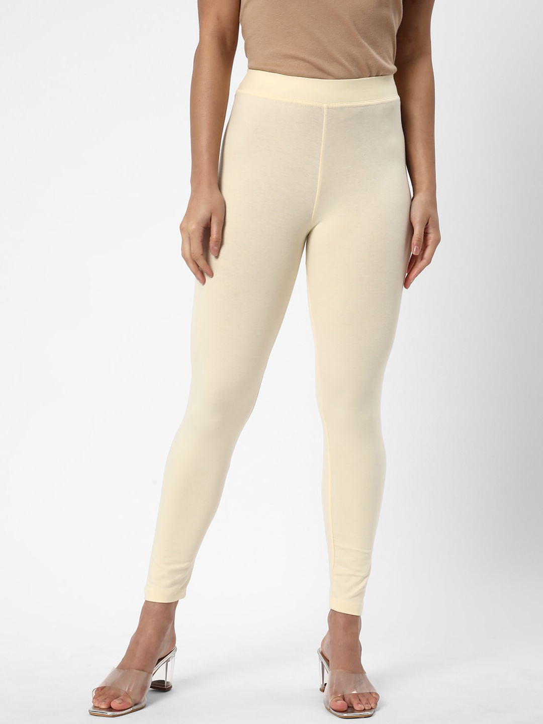 

R&B Ankle Length Cotton Leggings, White