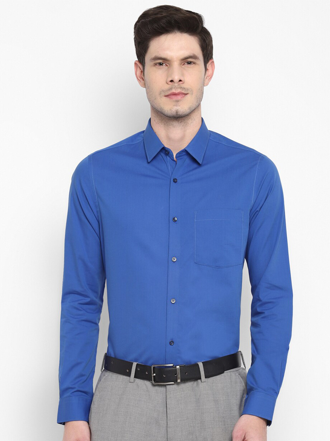 

Turtle Modern Slim Fit Pure Cotton Formal Shirt, Blue