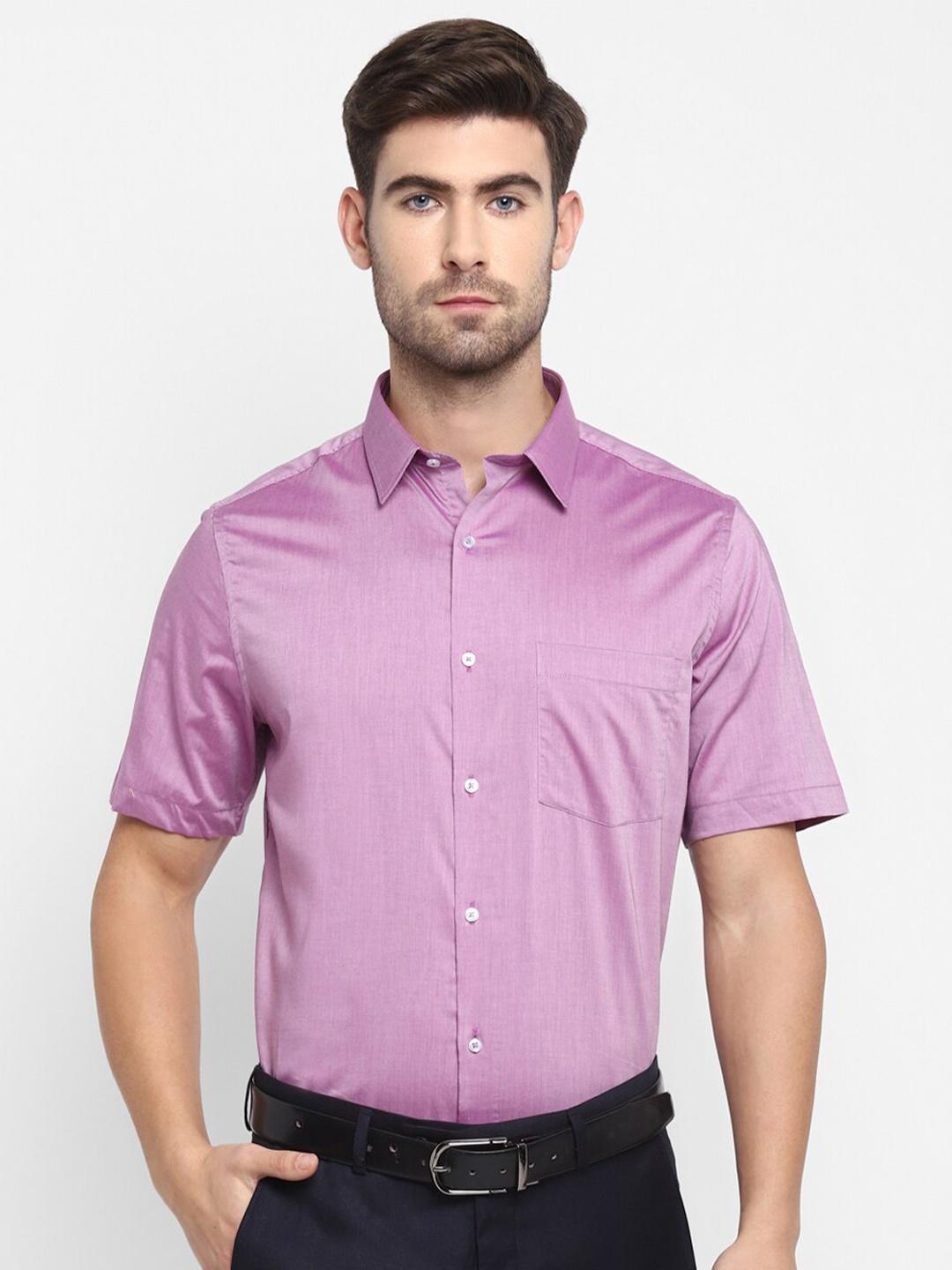 

Turtle Modern Slim Fit Pure Cotton Formal Shirt, Purple