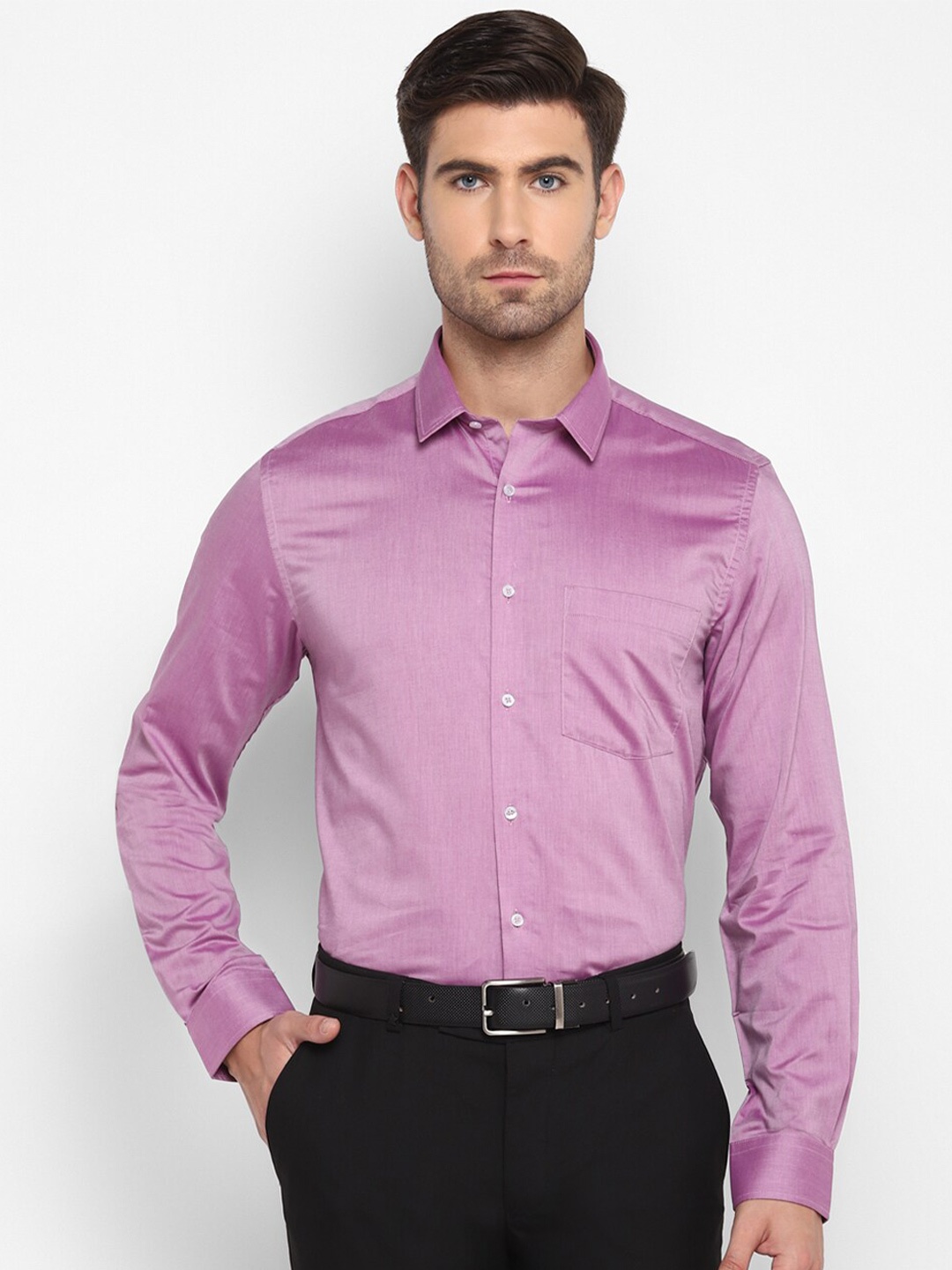 

Turtle Modern Slim Fit Pure Cotton Formal Shirt, Purple