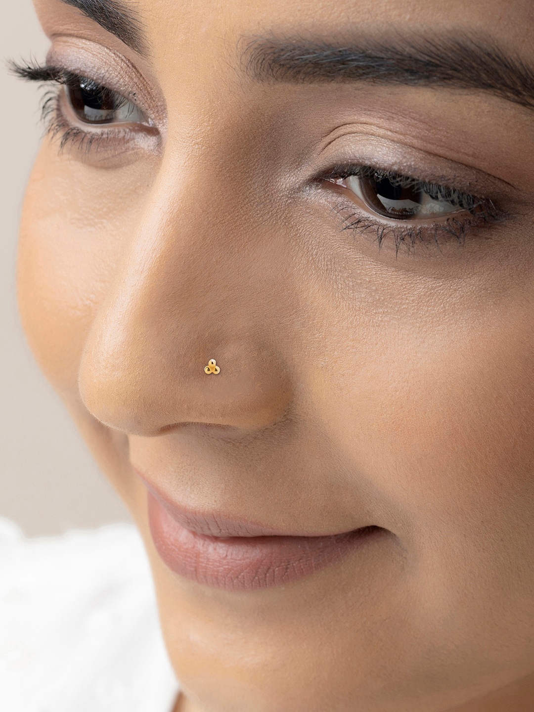 

March by FableStreet 925 Pure Silver Gold-Plated Triad Nose Pin