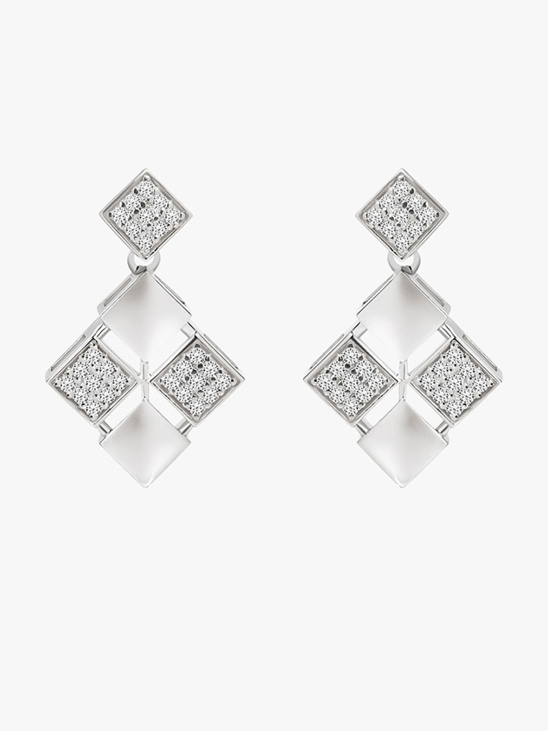 

March by FableStreet Rhodium-Plated Contemporary Studs Earrings, Silver