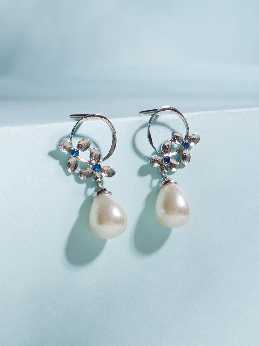 

March by FableStreet Rhodium-Plated Contemporary Drop Earrings, Silver