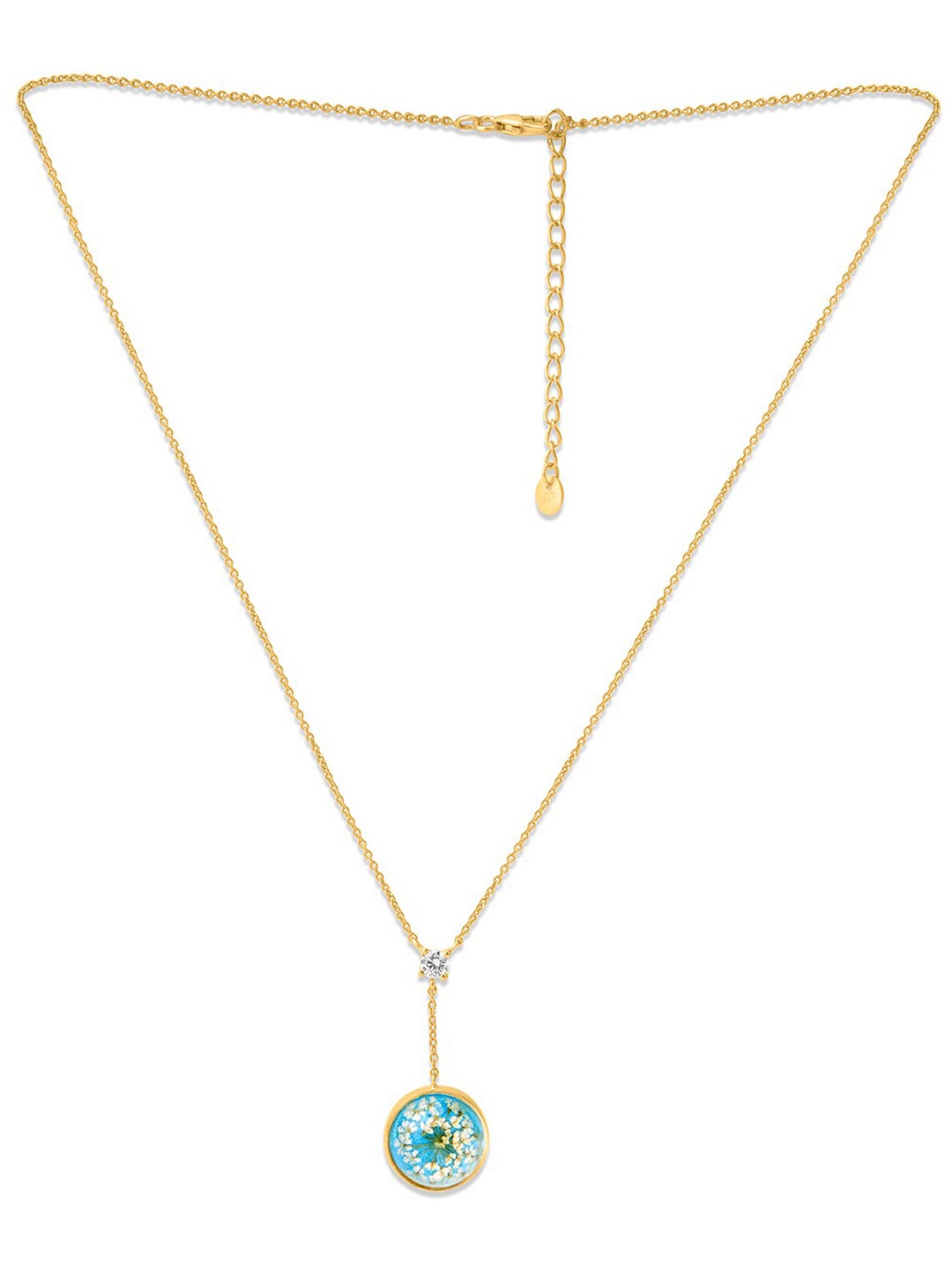 

March by FableStreet 18k Gold Plated Blue Dry Flower Jewellery Set