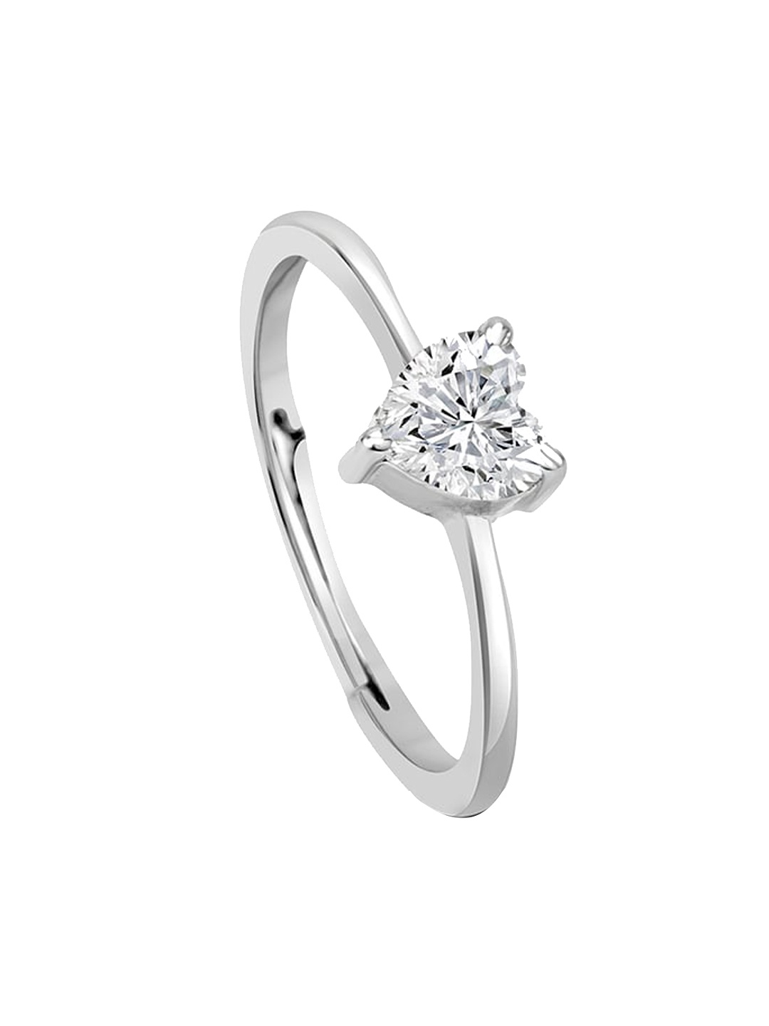 

March by FableStreet Rhodium-Plated Zicron Studded Adjustable Silver Ring