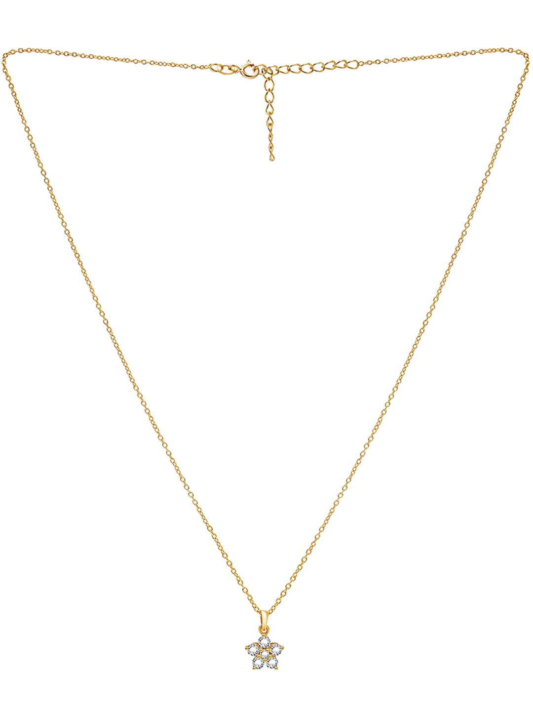 

March by FableStreet 18k Gold Plated Flower Cluster Silver Necklace & Earrings Set