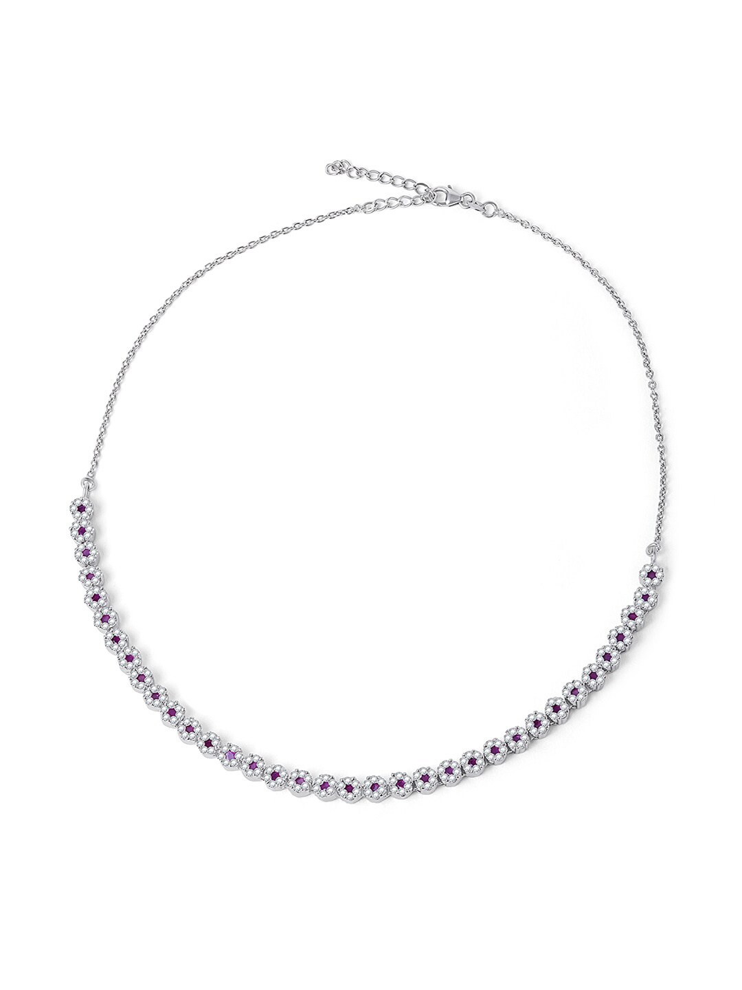 

March by FableStreet Silver Rhodium-Plated Zircon Studded Necklace