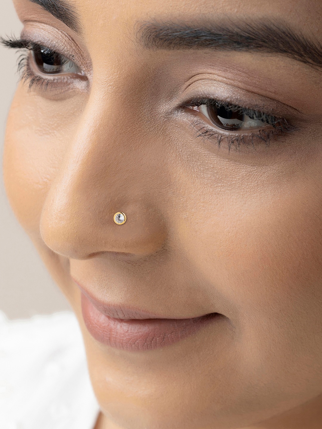 

March by FableStreet Gold-Plated Zircon-Studded Stud Nosepin