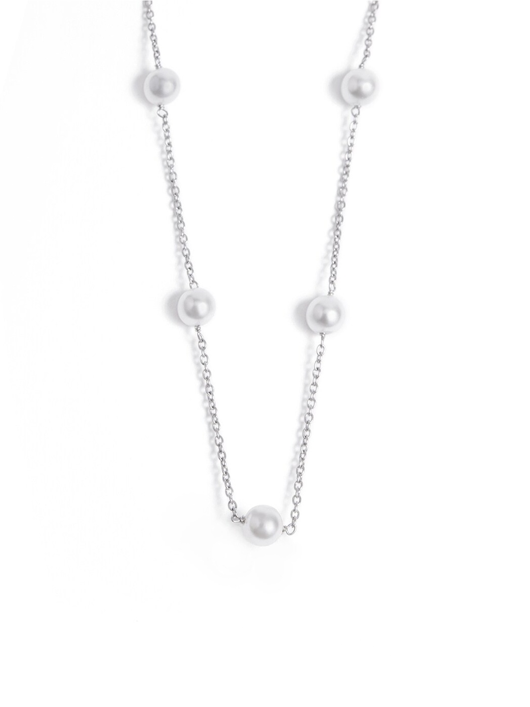

March by FableStreet Rhodium-Plated Beaded Silver Chain