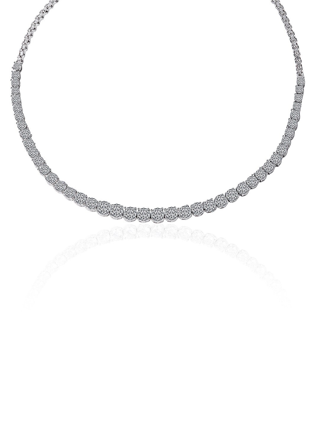 

March by FableStreet Silver Rhodium-Plated Zircon Studded Necklace