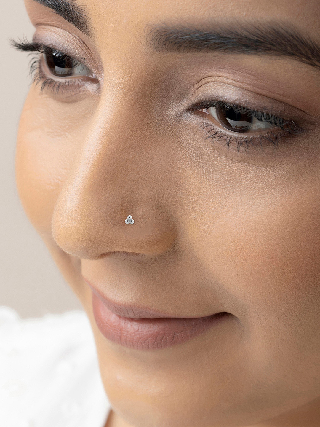 

March by FableStreet Rhodium-Plated Sterling Silver Triad Nosepin