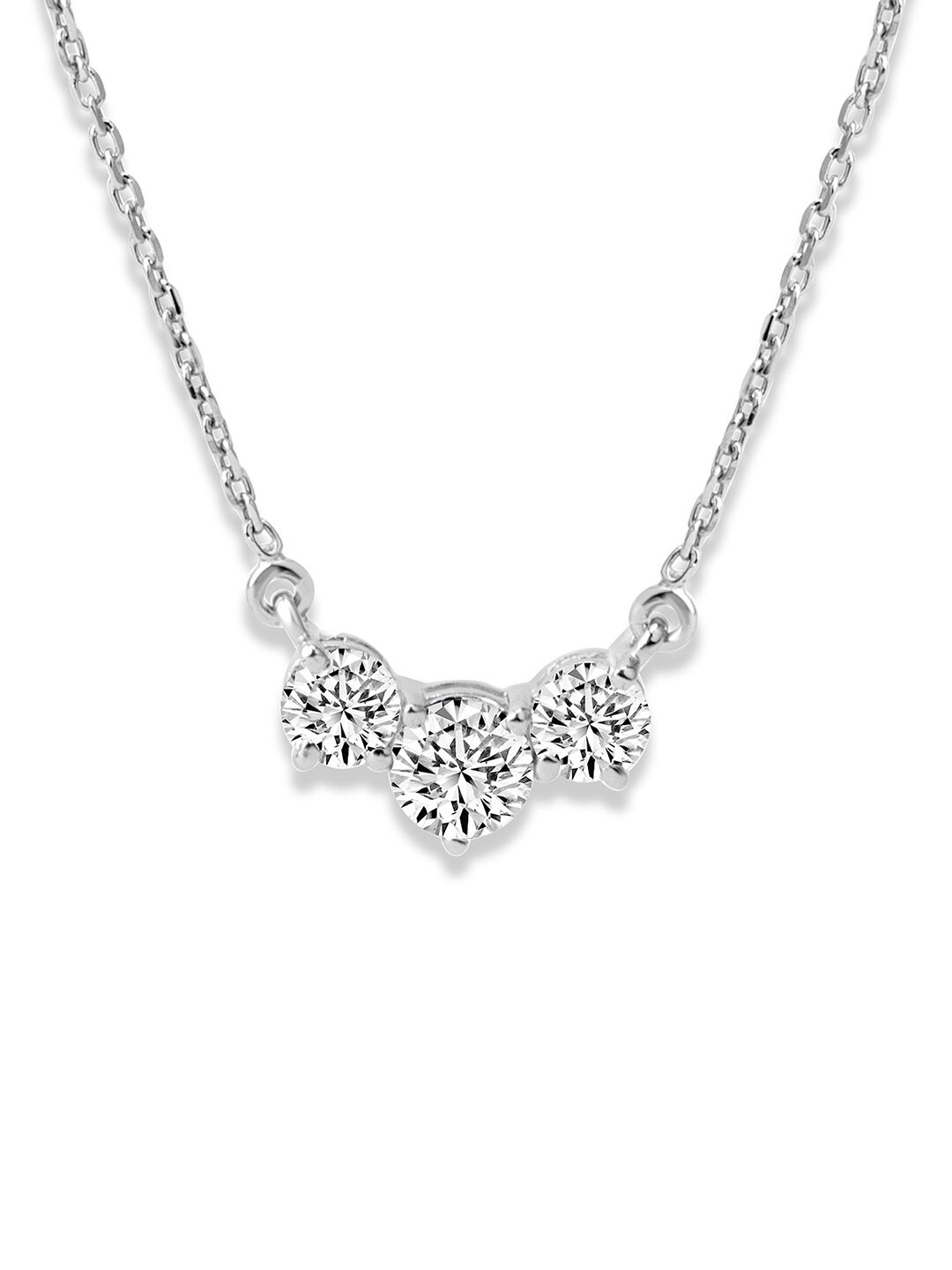 

March by FableStreet Silver Rhodium-Plated Zircon Studded Necklace