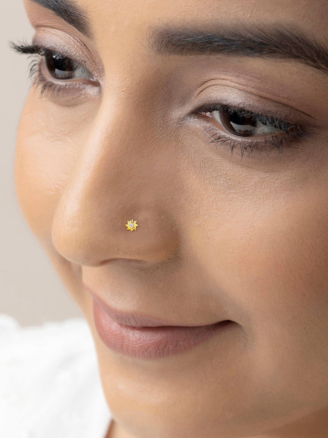 

March by FableStreet 18KT Gold Plated Crystal Studded Nose Stud