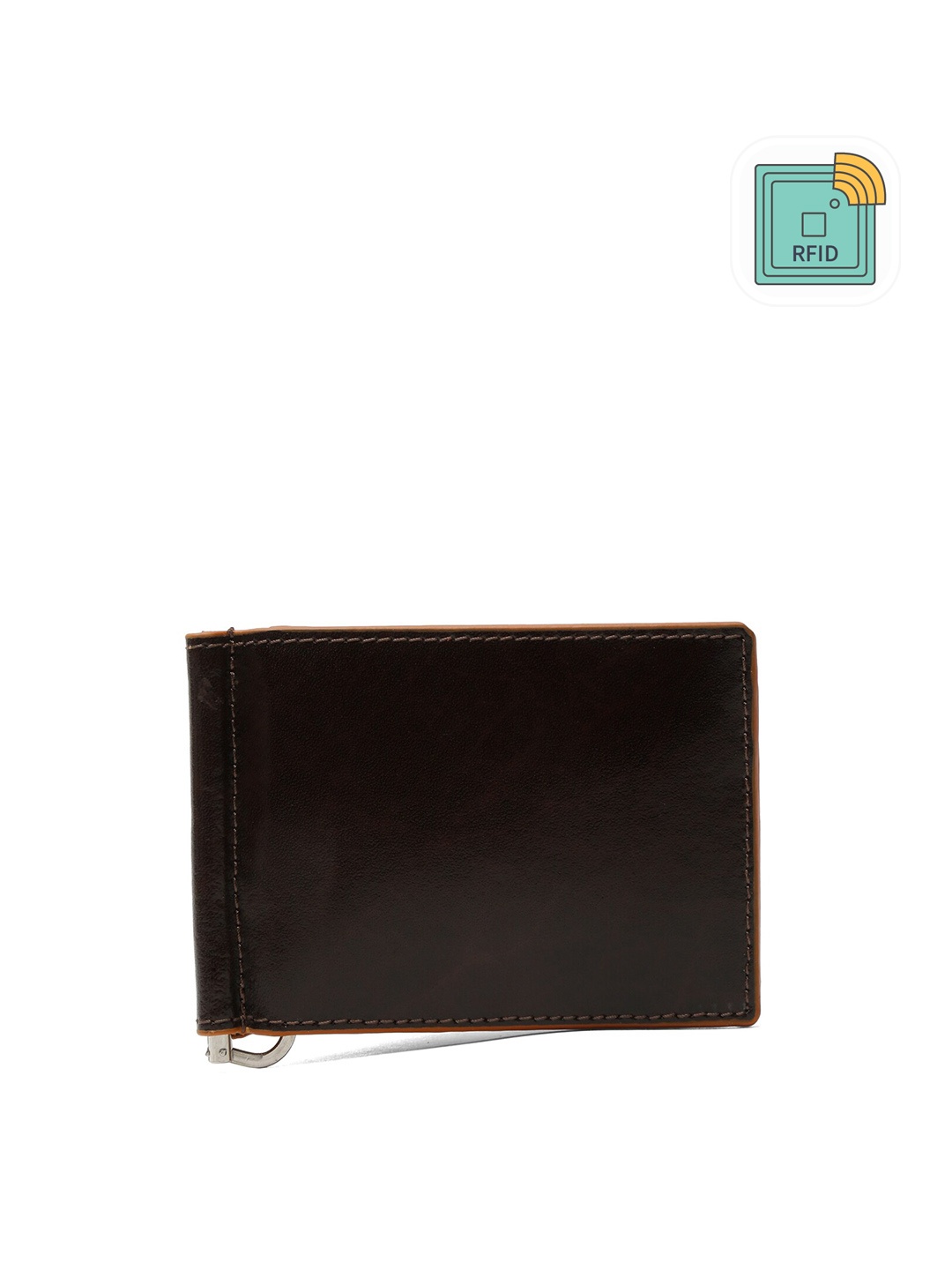 

Teakwood Leathers Men Brown & Black Leather Two Fold Wallet