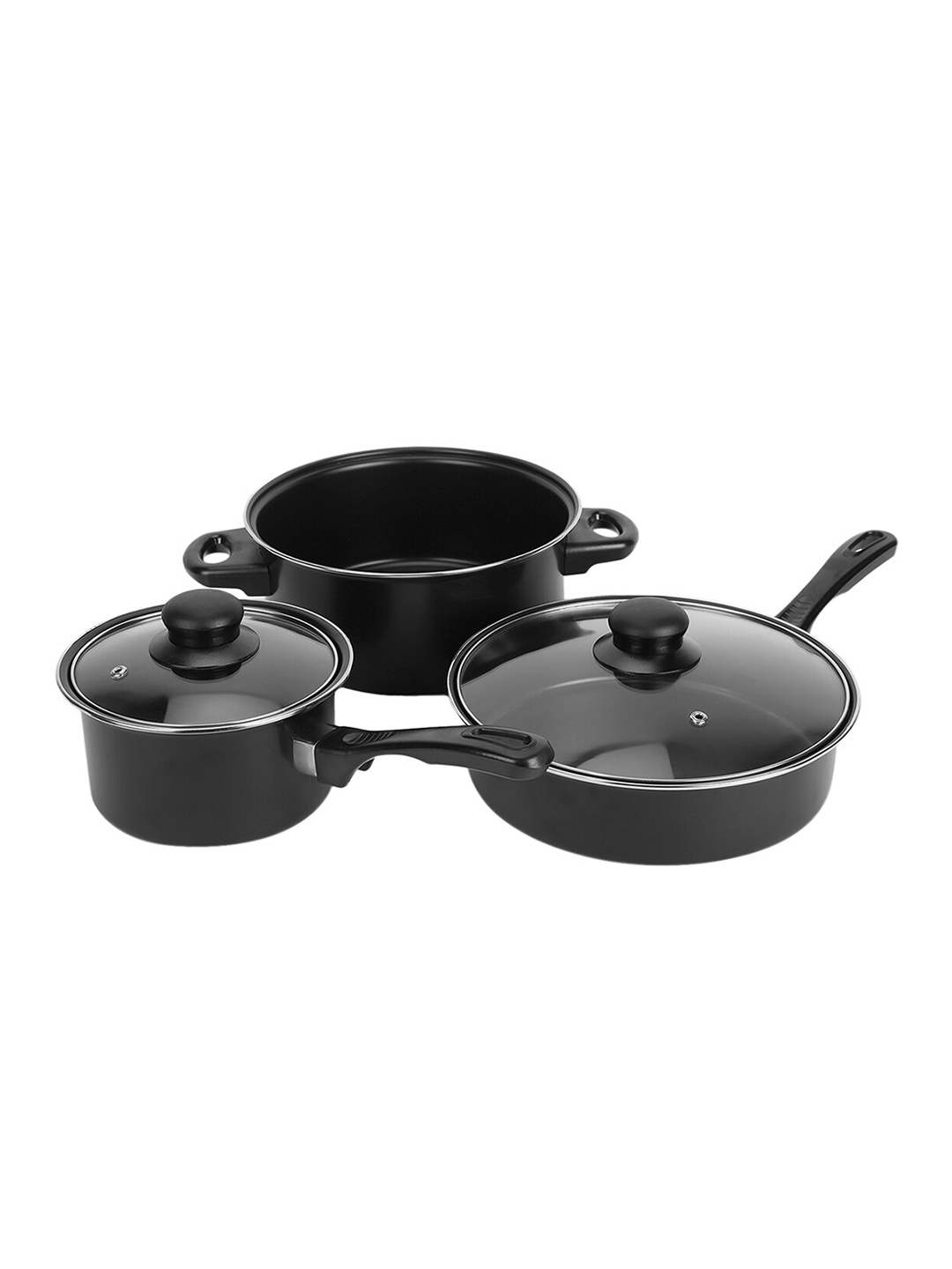 

Anko 3-Pcs Black Non-Stick Stainless Steel Cookware Set