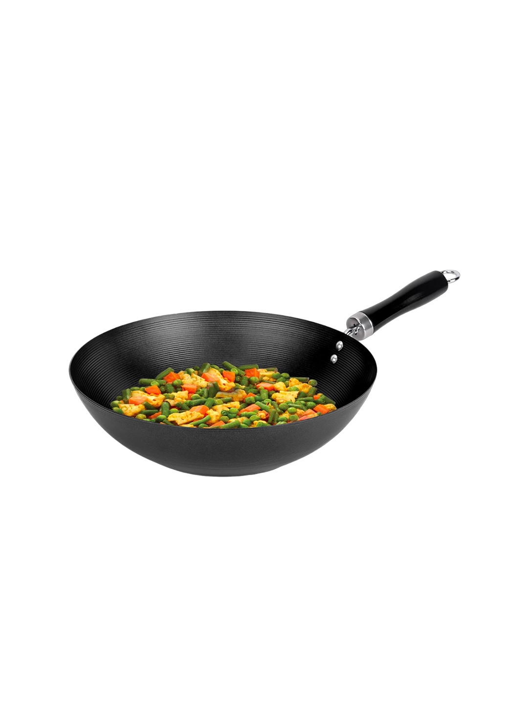 

Anko Black Non-Stick Carbon Steel Kadhai Or Wok