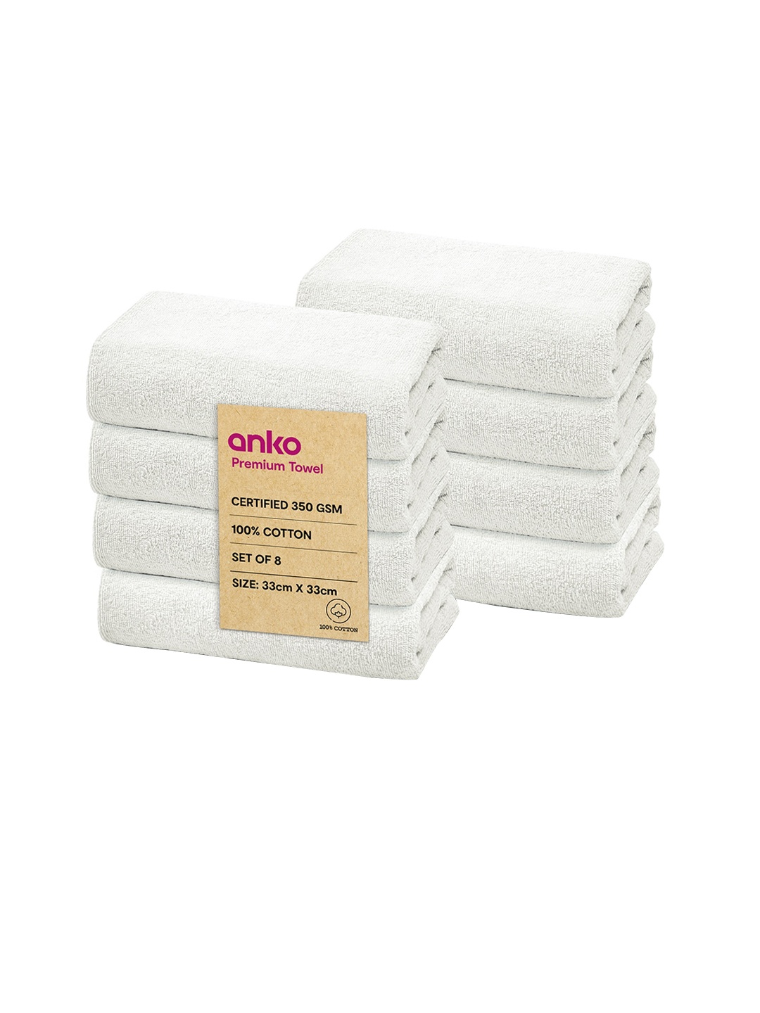 

Anko White Pure Cotton Madison Antibacteria Face Towel Set of 8