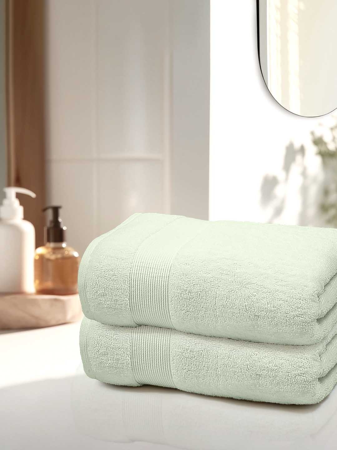 

Anko Light Green 670 GSM Pure Cotton Antibacteria Hand Towel Set of 2, Off white