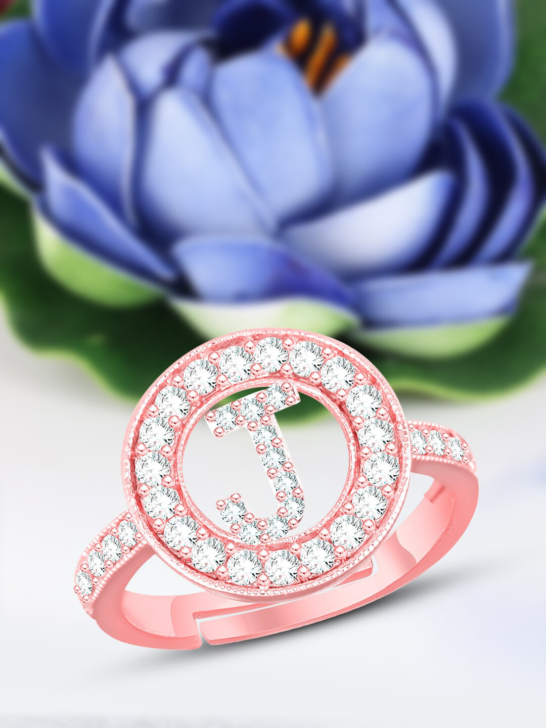 

MEENAZ Rose Gold-Plated AD Studded Adjustable Finger Ring