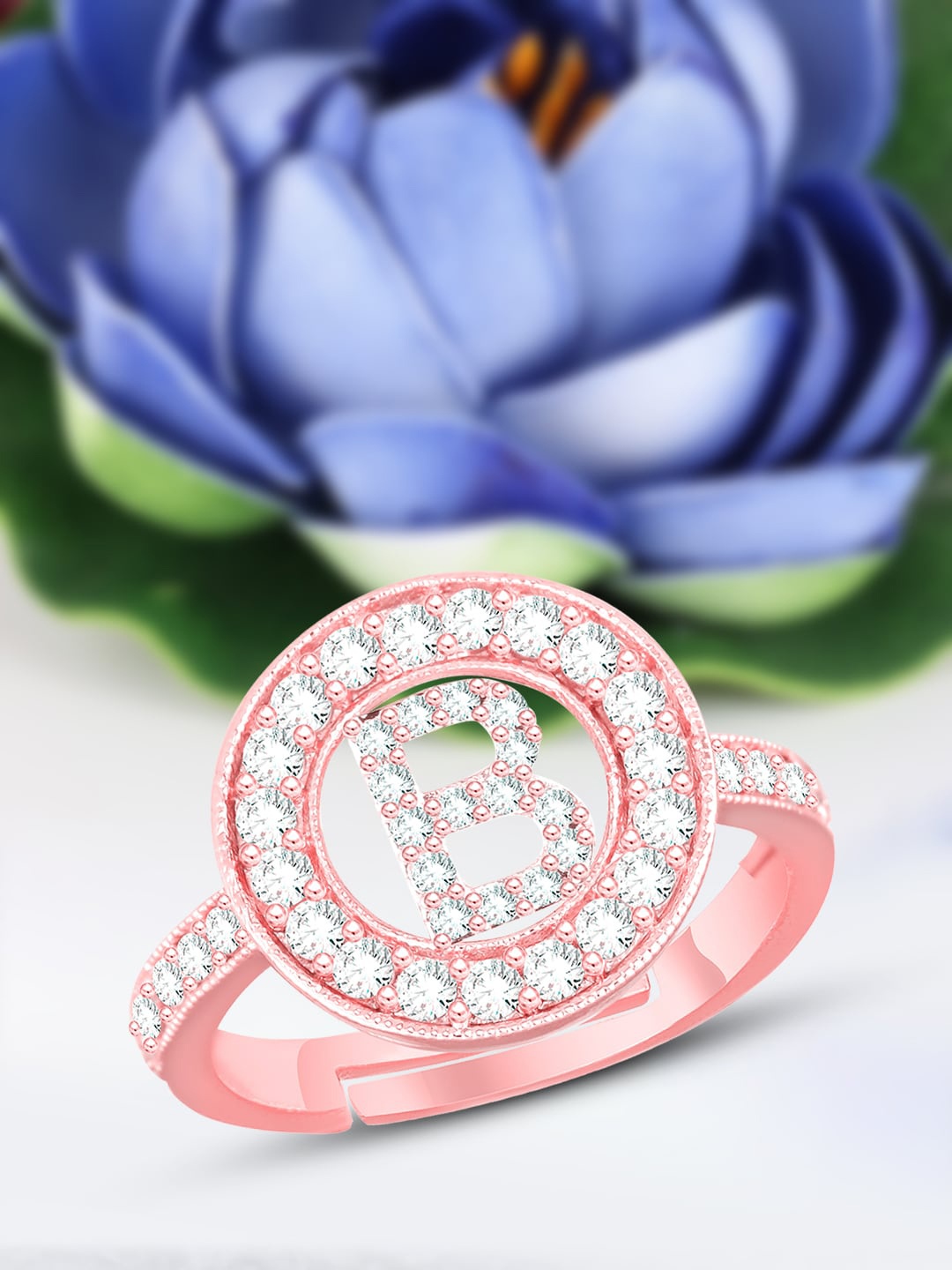 

MEENAZ Rose Gold-Plated AD Studded Adjustable Finger Ring