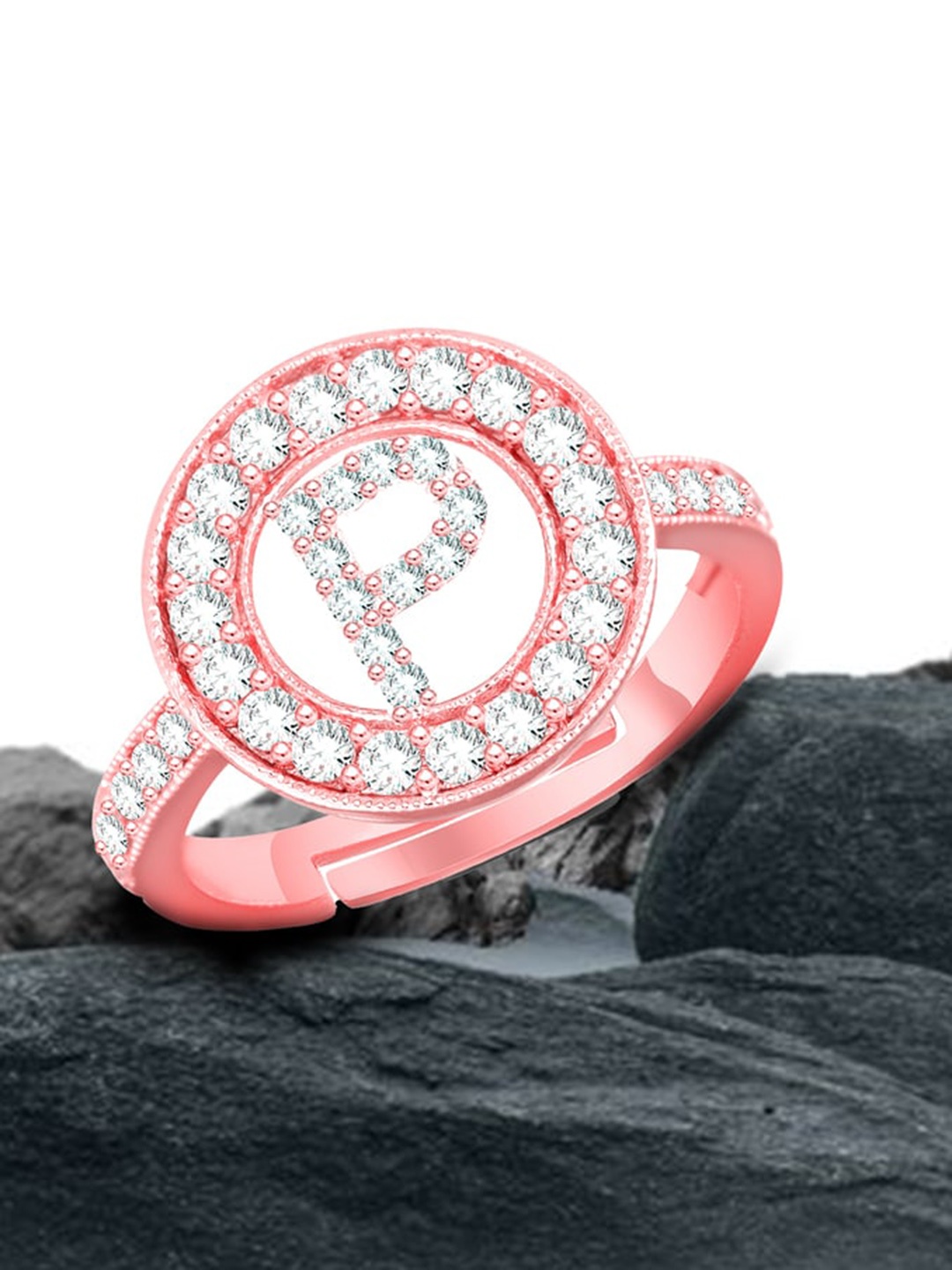 

MEENAZ Rose Gold-Plated AD Studded Adjustable Ring