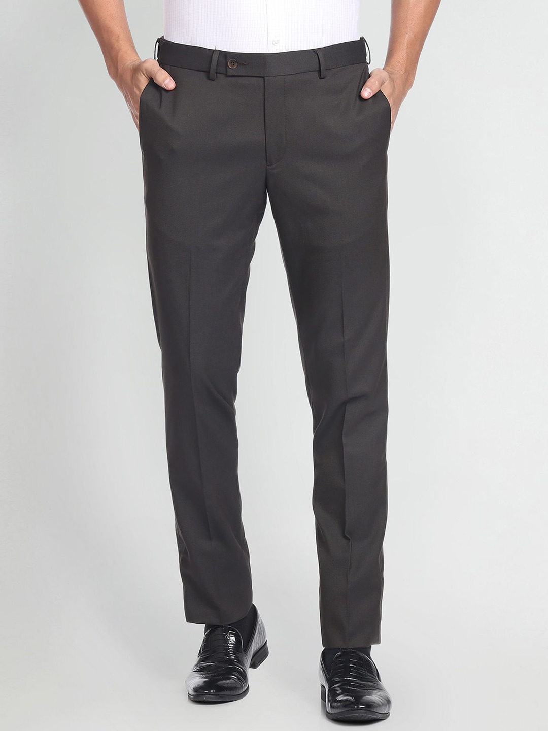 

Arrow Men Mid Rise Twill Autoflex Formal Trousers, Charcoal