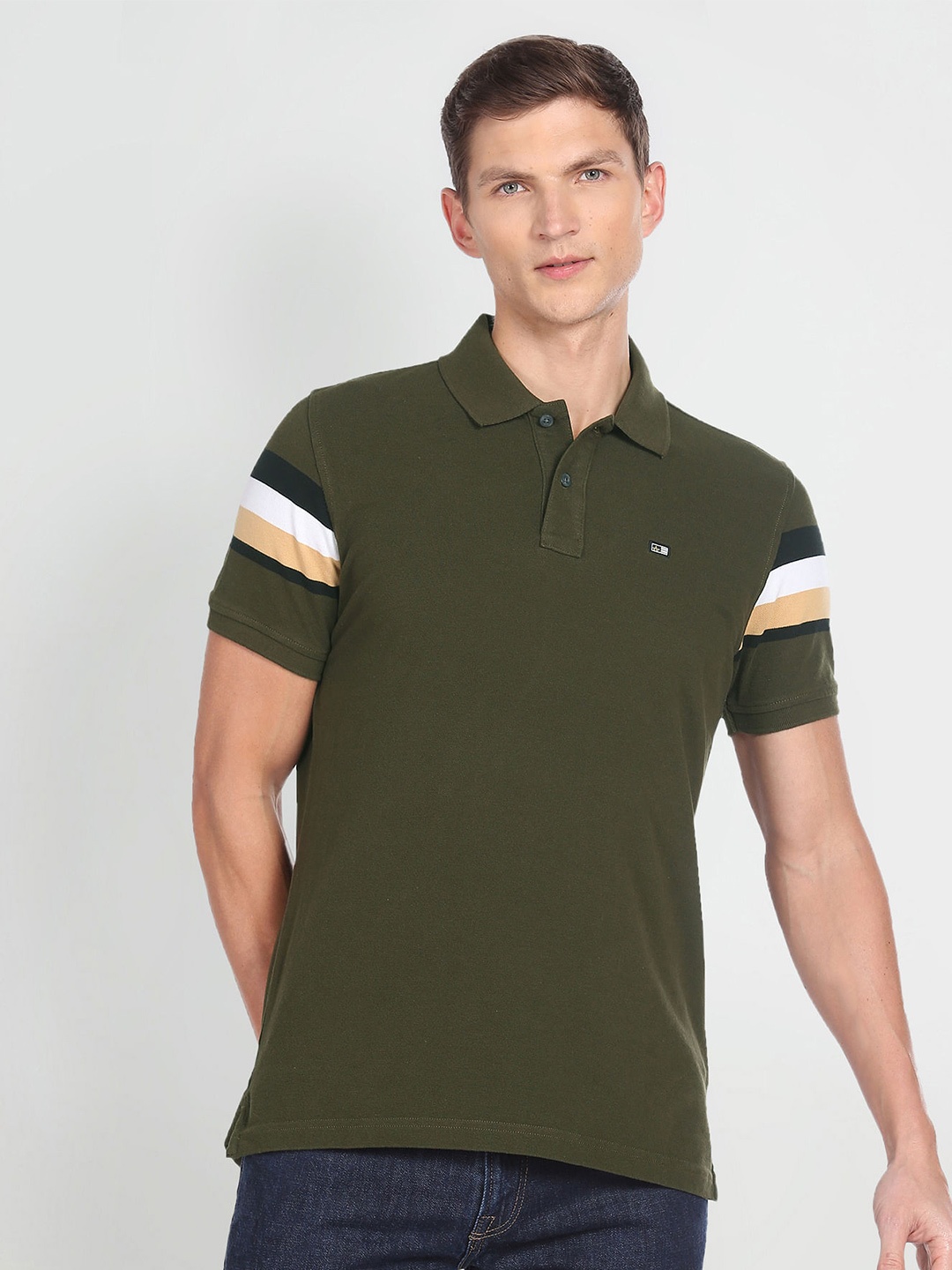 

Arrow Sport Polo Collar Short Sleeves Cotton T-shirt, Olive