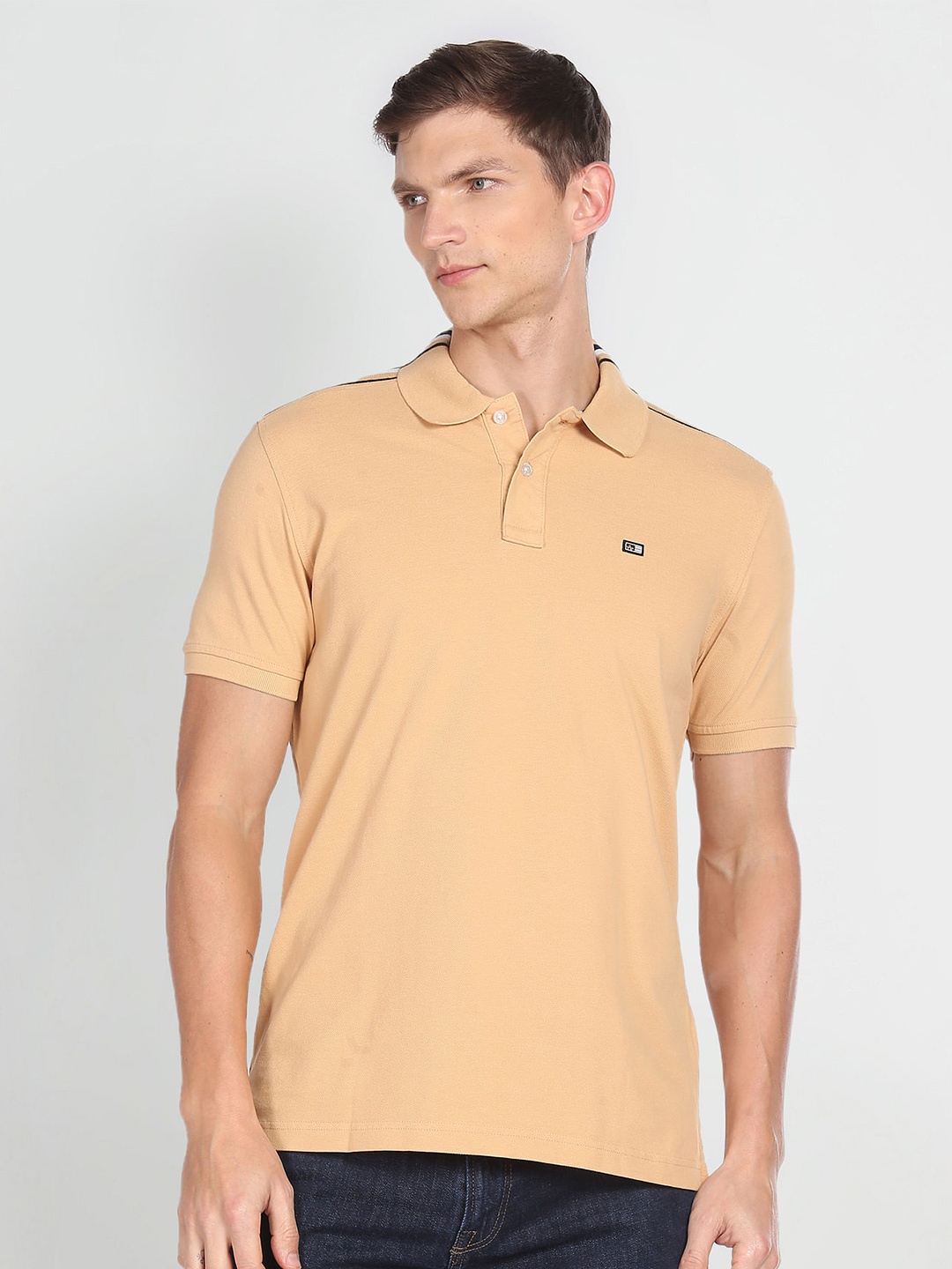 

Arrow Sport Polo Collar Regular Fit Pure Cotton T-shirt, Beige