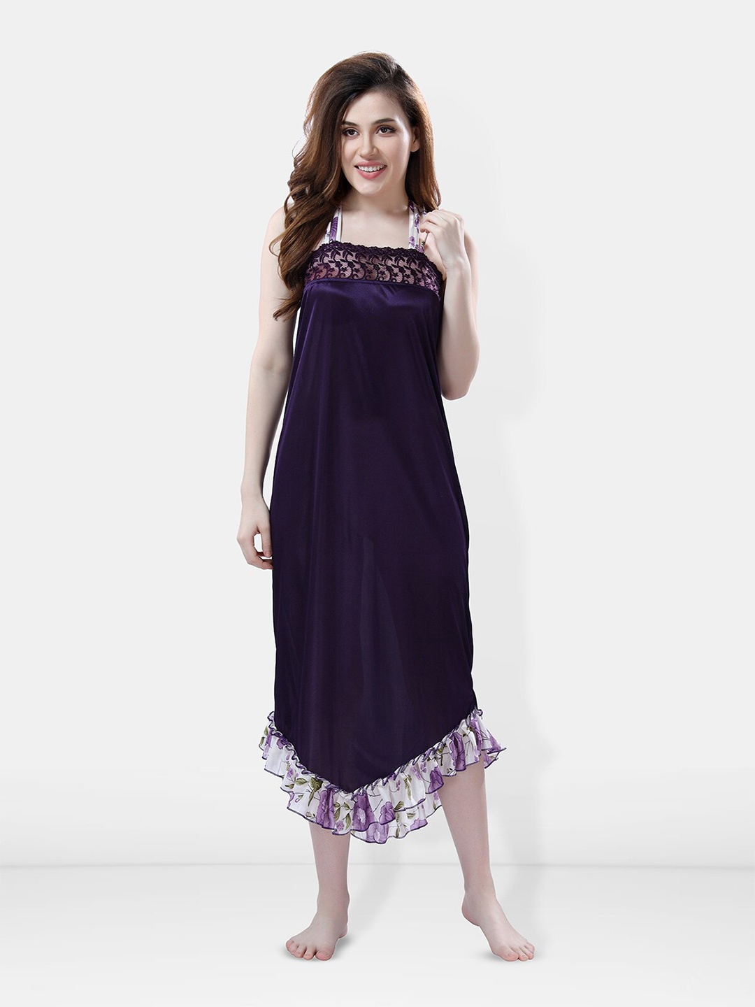 

Be You Shoulder Straps Satin Maxi Nightdress, Violet