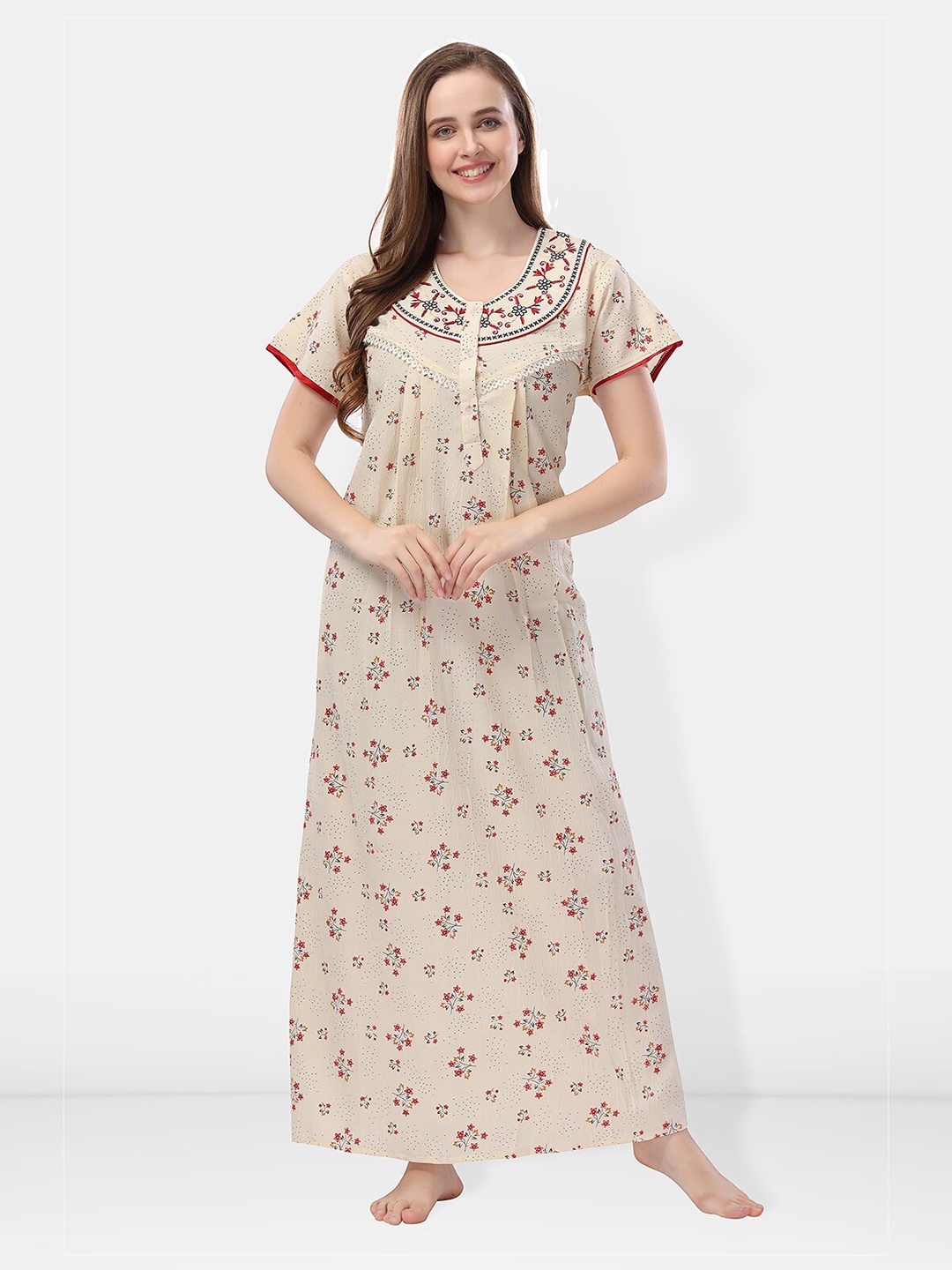 

Be You Floral Printed Maxi Nightdress, Cream