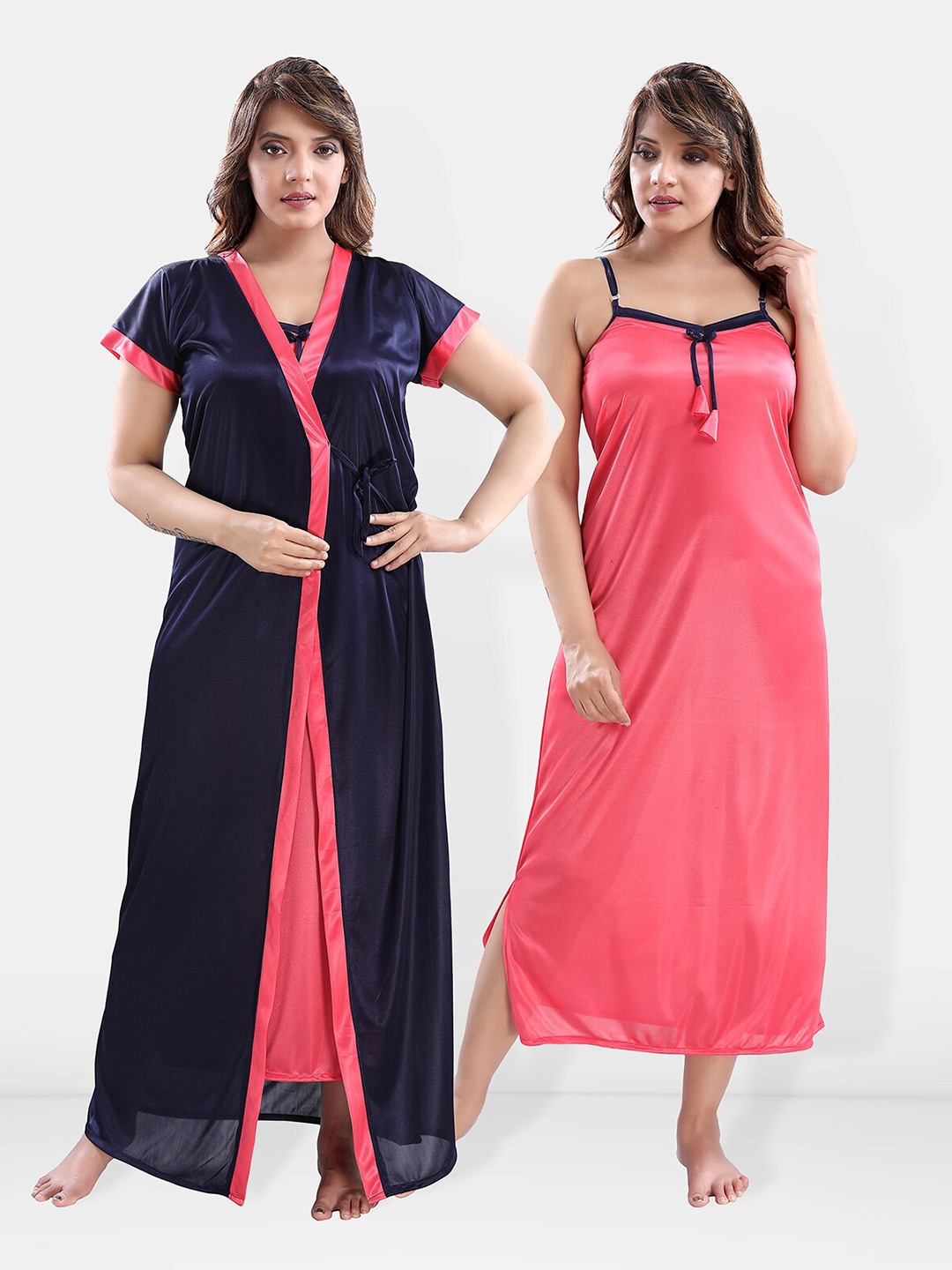 

Be You V-Neck Satin Maxi Nightdress with Robe, Pink