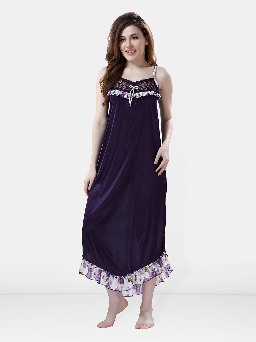 

Be You Satin Midi Nightdress, Purple