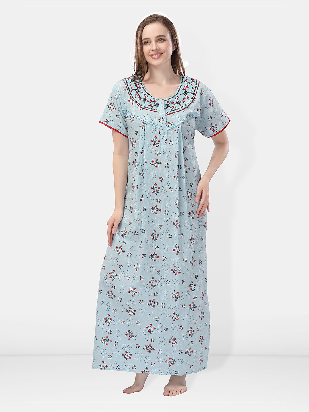 

Be You Floral Printed Maxi Nightdress, Blue