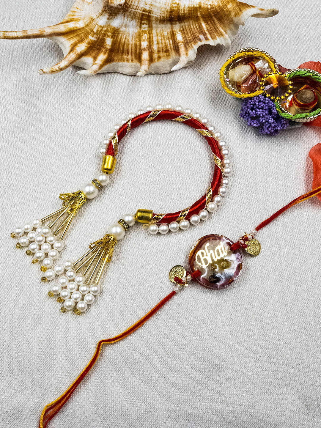 

StileAdda Unisex Set Of 2 Rakhi With Roli Chawal, White