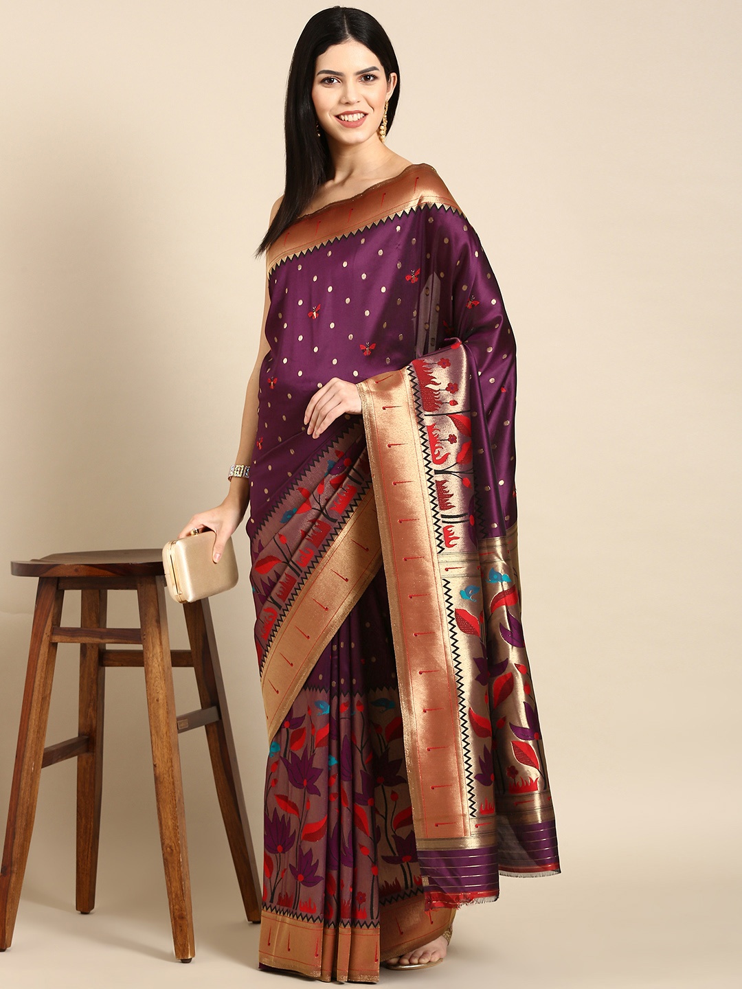 

Tasarika Woven Design Ethnic Motifs Zari Banarasi Saree, Magenta