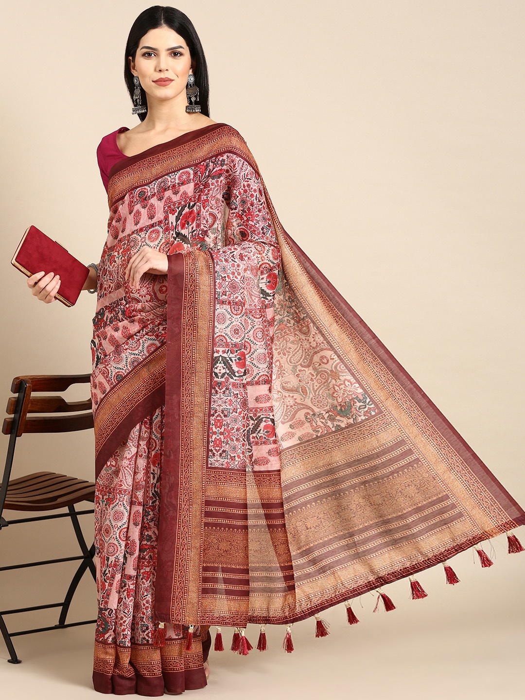 

Tasarika Ajrak Printed Chanderi Saree, Multi