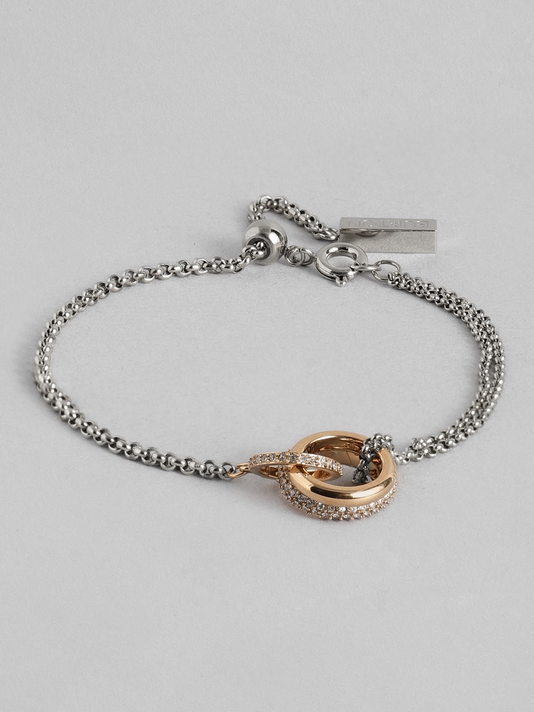 

OLIVIA BURTON LONDON Women Crystal Stainless Steel Charm Bracelet, Rose gold