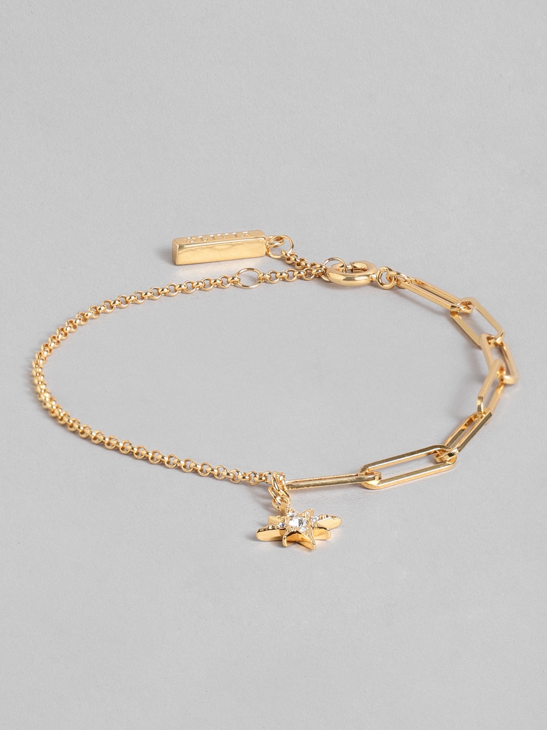

OLIVIA BURTON LONDON Women Crystals Stainless Steel Charm Bracelet, Gold