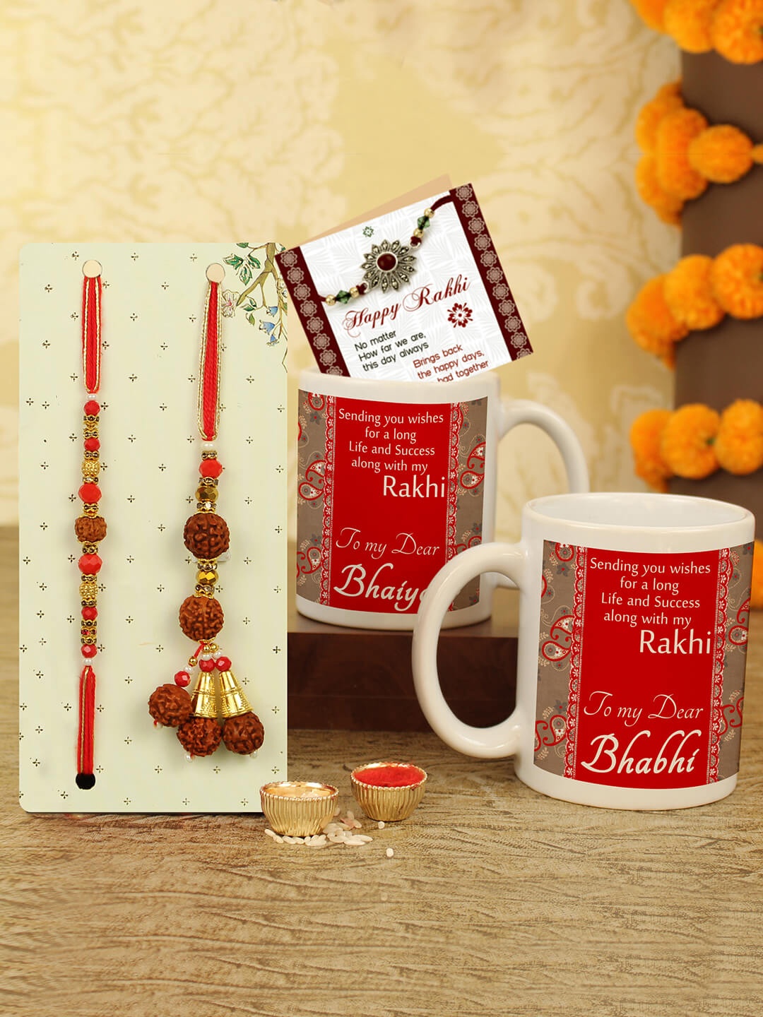 

Bhaiya Bhabhi Unisex Lumba Rakhi Gift Set With 2 CoffeeMugs, White