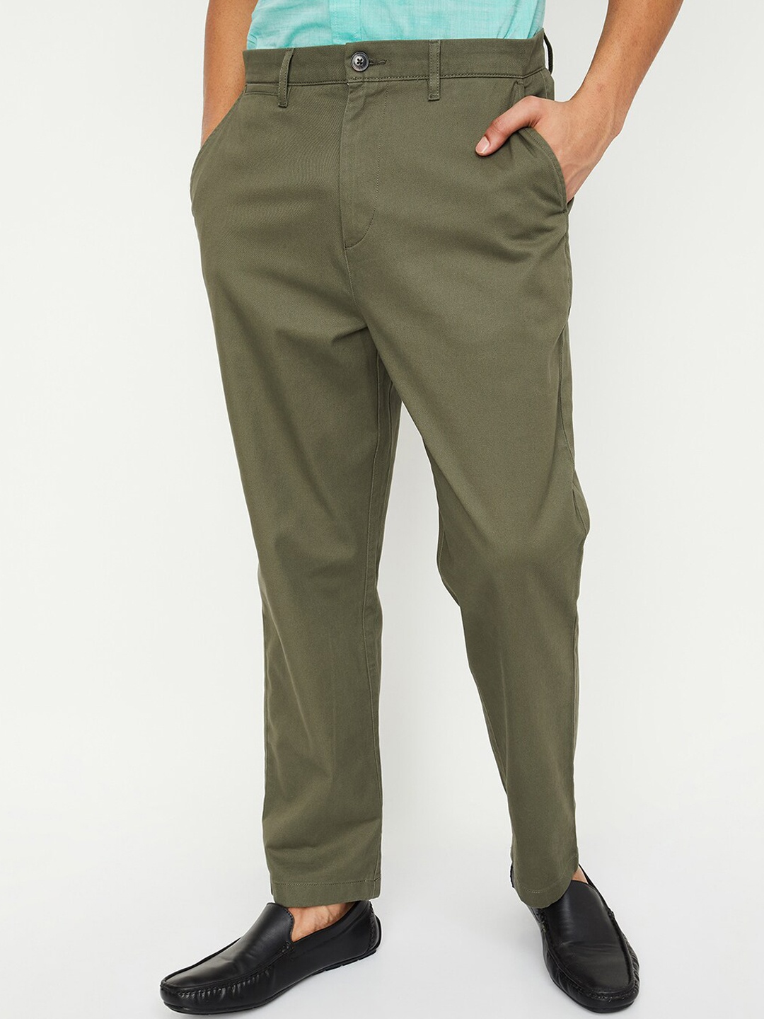 

max Men Mid Rise Trousers, Olive